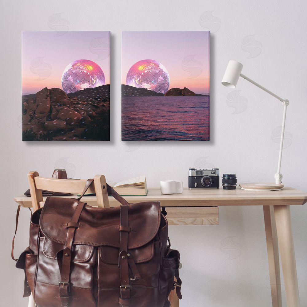 Stupell Studio Surreal Disco Ball Landscape Canvas Wall Art Print in Room