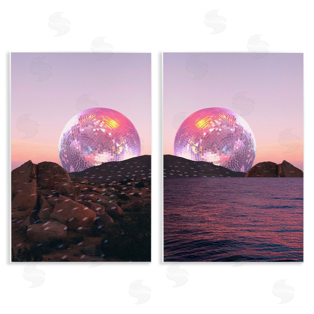 Stupell Studio Surreal Disco Ball Landscape Wooden Wall Plaque Art Print
