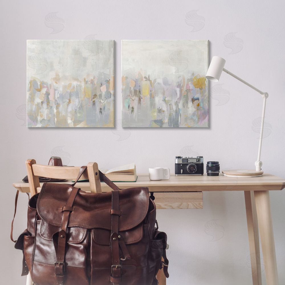Rachel Springer Subtle Neutral Abstraction Canvas Wall Art Print in Room