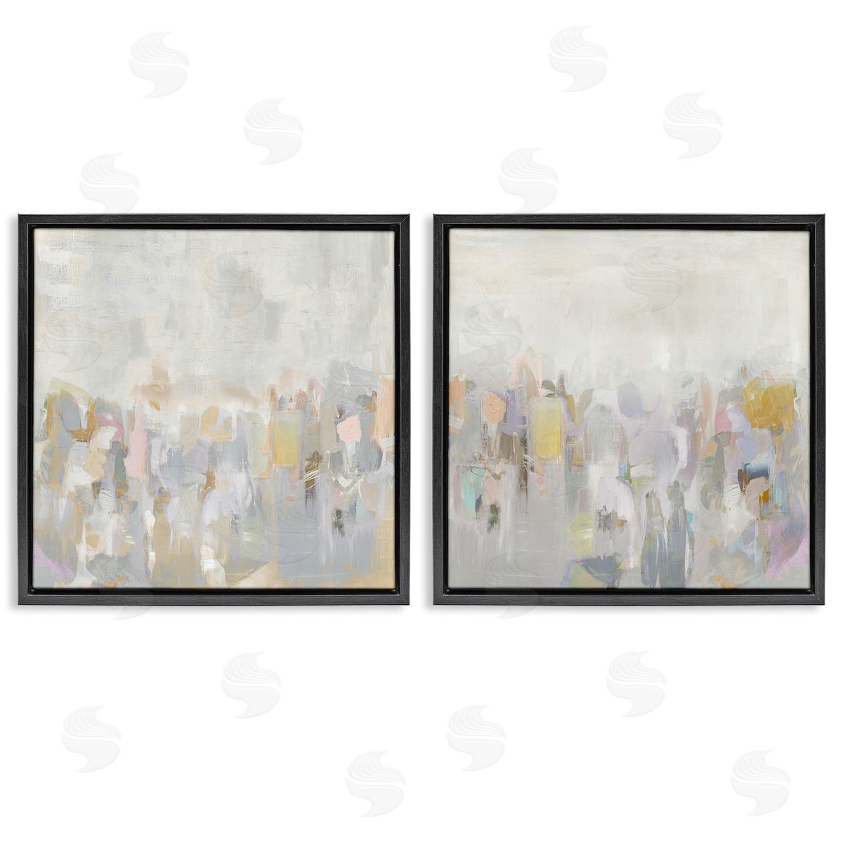 Rachel Springer Subtle Neutral Abstraction Black Floating Frame Canvas Wall Art Print