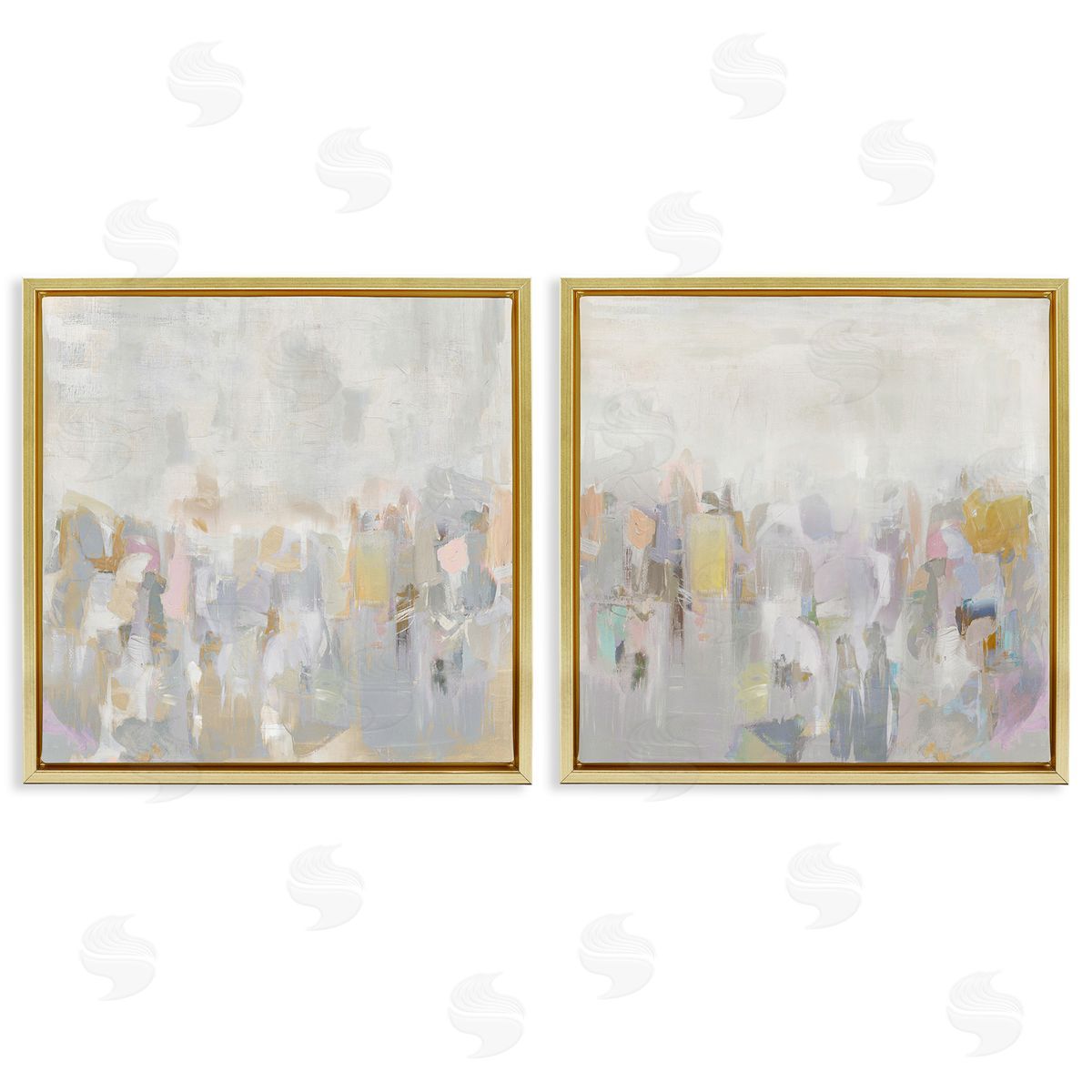 Rachel Springer Subtle Neutral Abstraction Gold Floating Frame Canvas Wall Art Print