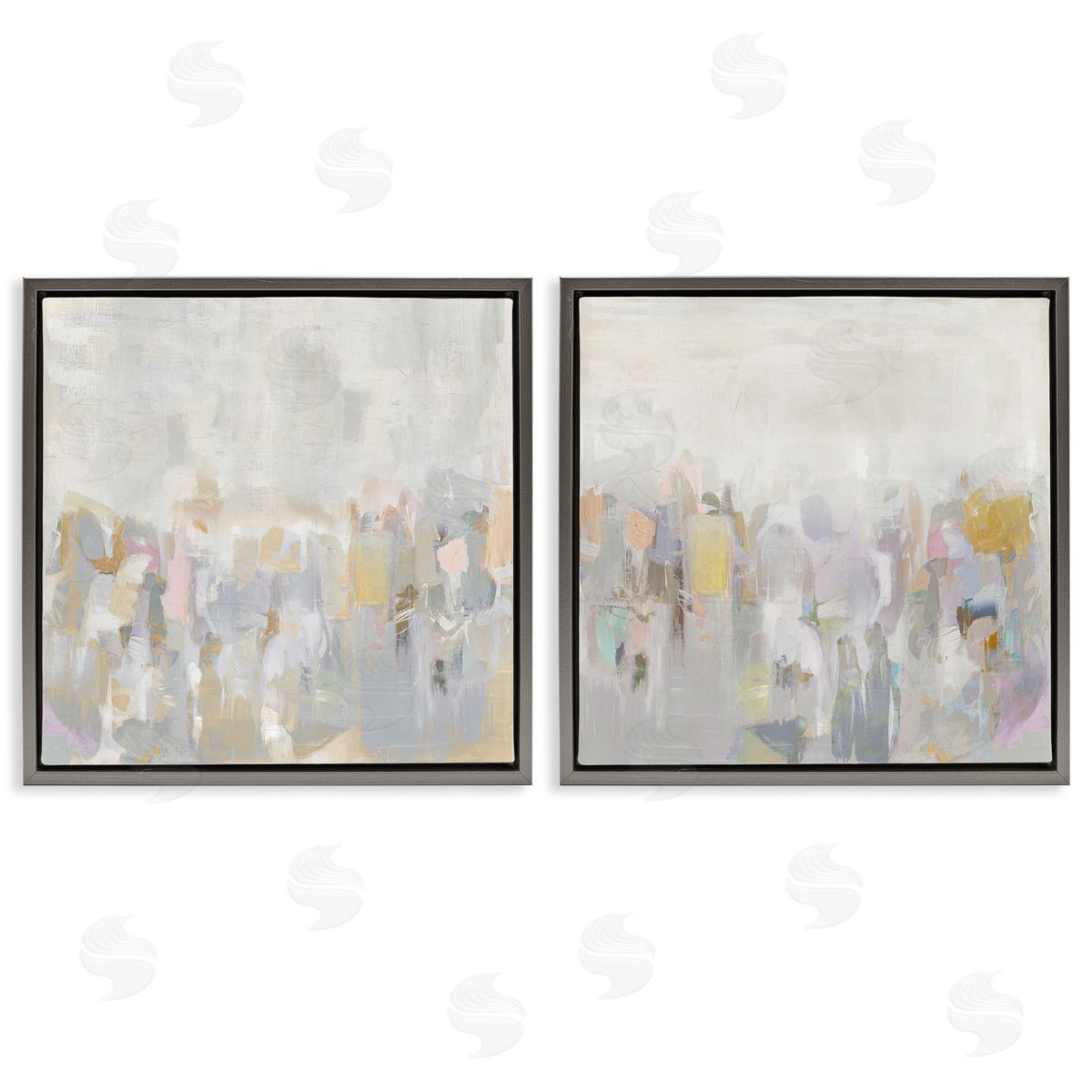 Rachel Springer Subtle Neutral Abstraction Gray Floating Frame Canvas Wall Art Print
