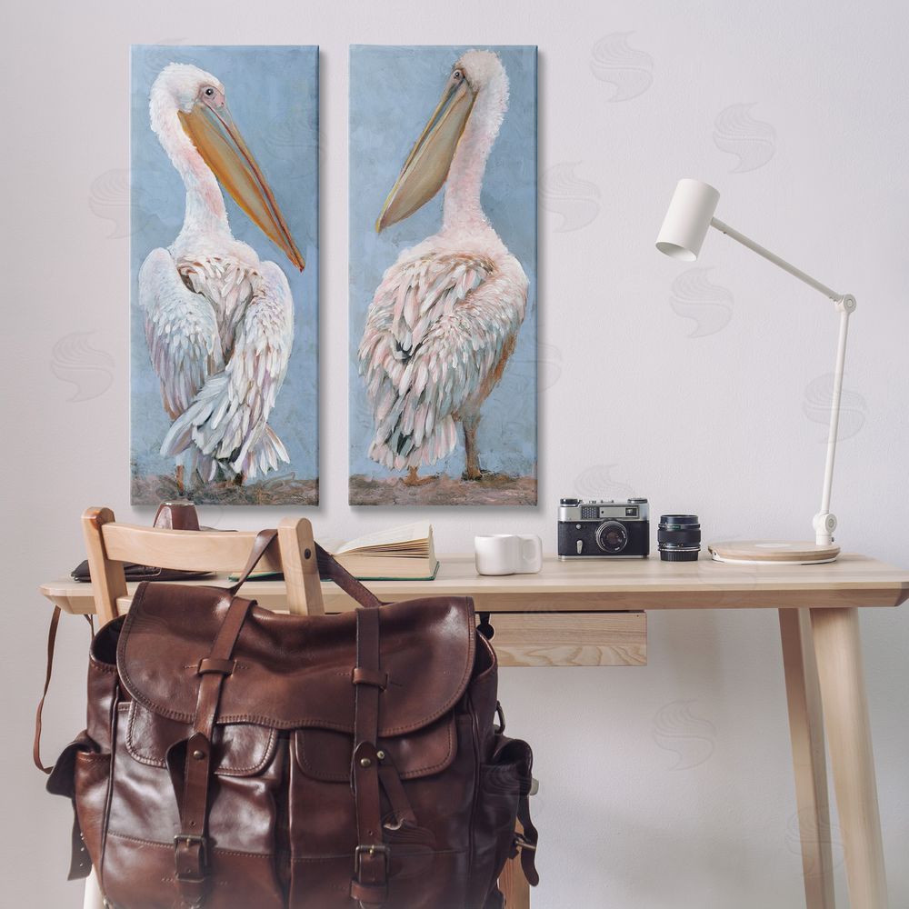 Stellar Design Studio Classic Pelicans Gazing Canvas Wall Art Print in Room