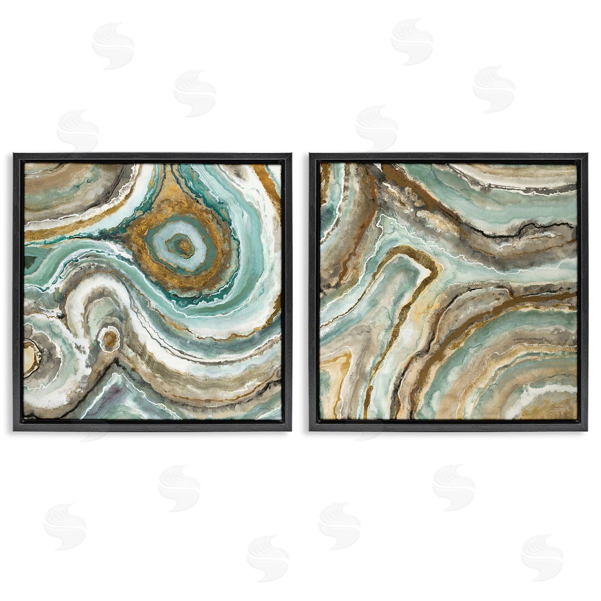 Liz Jardine Swirling Agate Pattern Black Floating Frame Canvas Wall Art Print