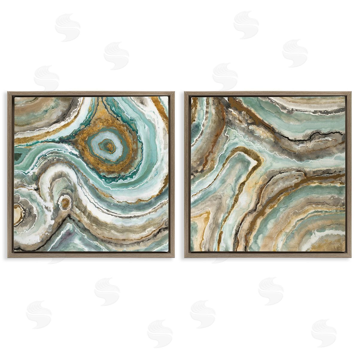 Liz Jardine Swirling Agate Pattern Brown Floating Frame Canvas Wall Art Print