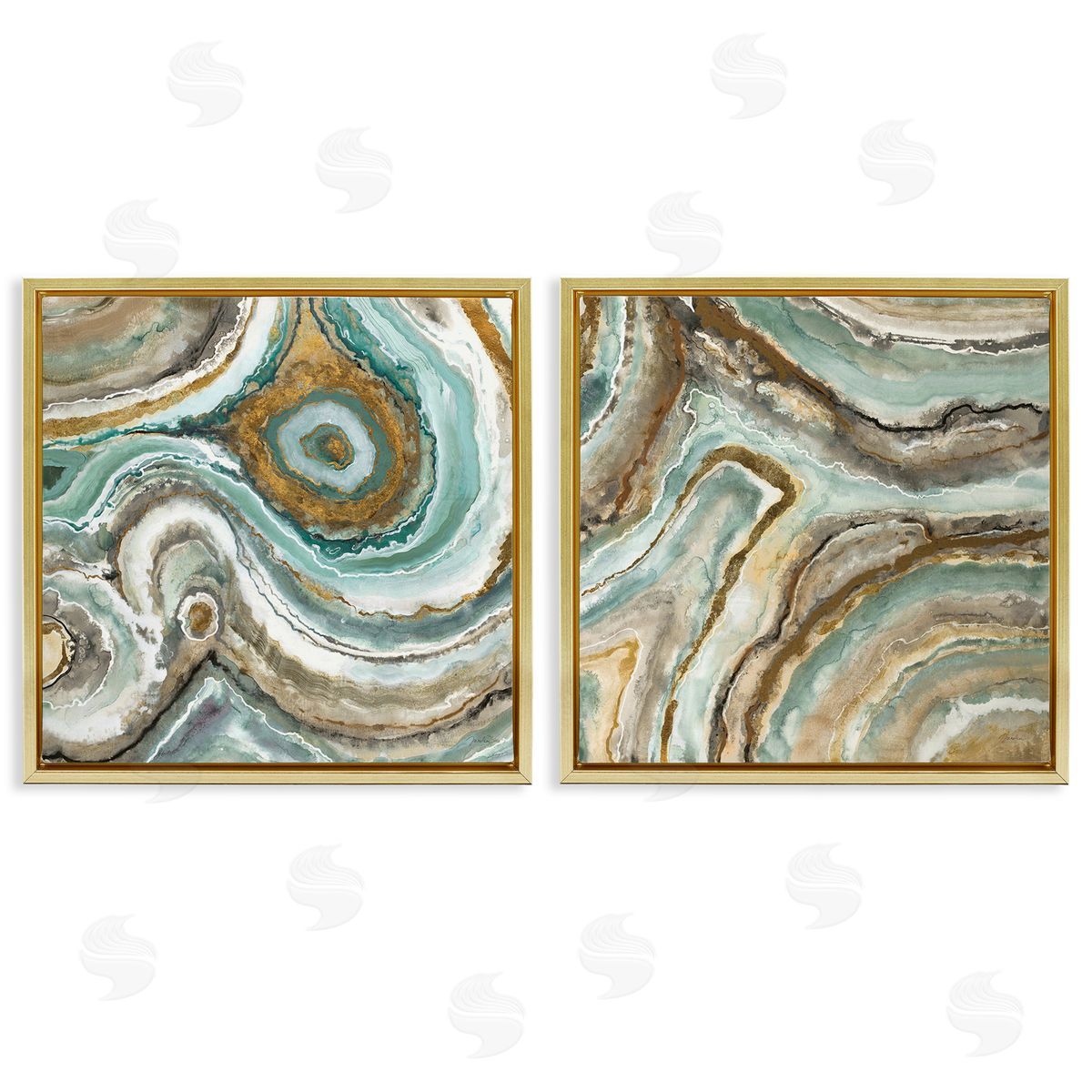 Liz Jardine Swirling Agate Pattern Gold Floating Frame Canvas Wall Art Print