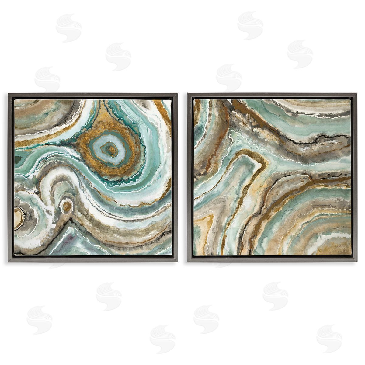 Liz Jardine Swirling Agate Pattern Gray Floating Frame Canvas Wall Art Print