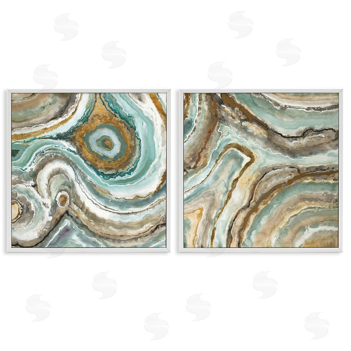 Liz Jardine Swirling Agate Pattern White Framed Giclee Wall Art Print