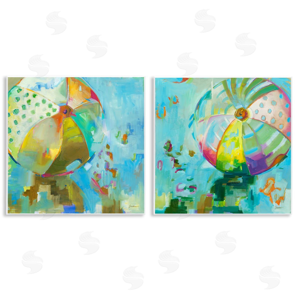 Liz Jardine Abstract Beach Balls Wooden Wall Plaque Art Print