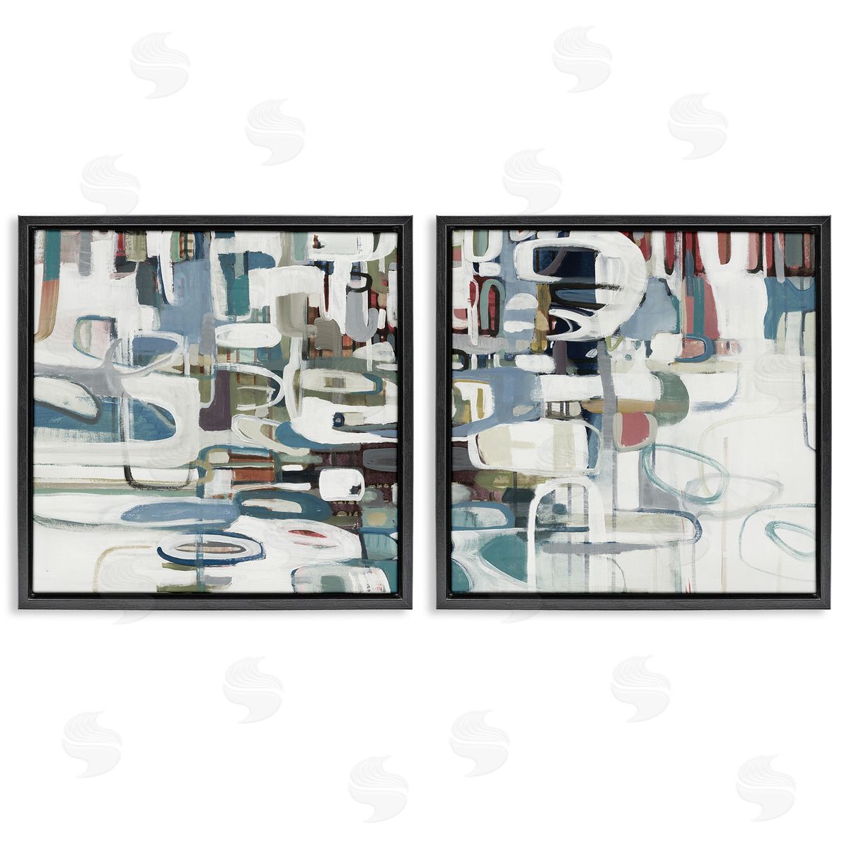 Lisa Ridgers Chaotic Intertwining Shapes Black Floating Frame Canvas Wall Art Print