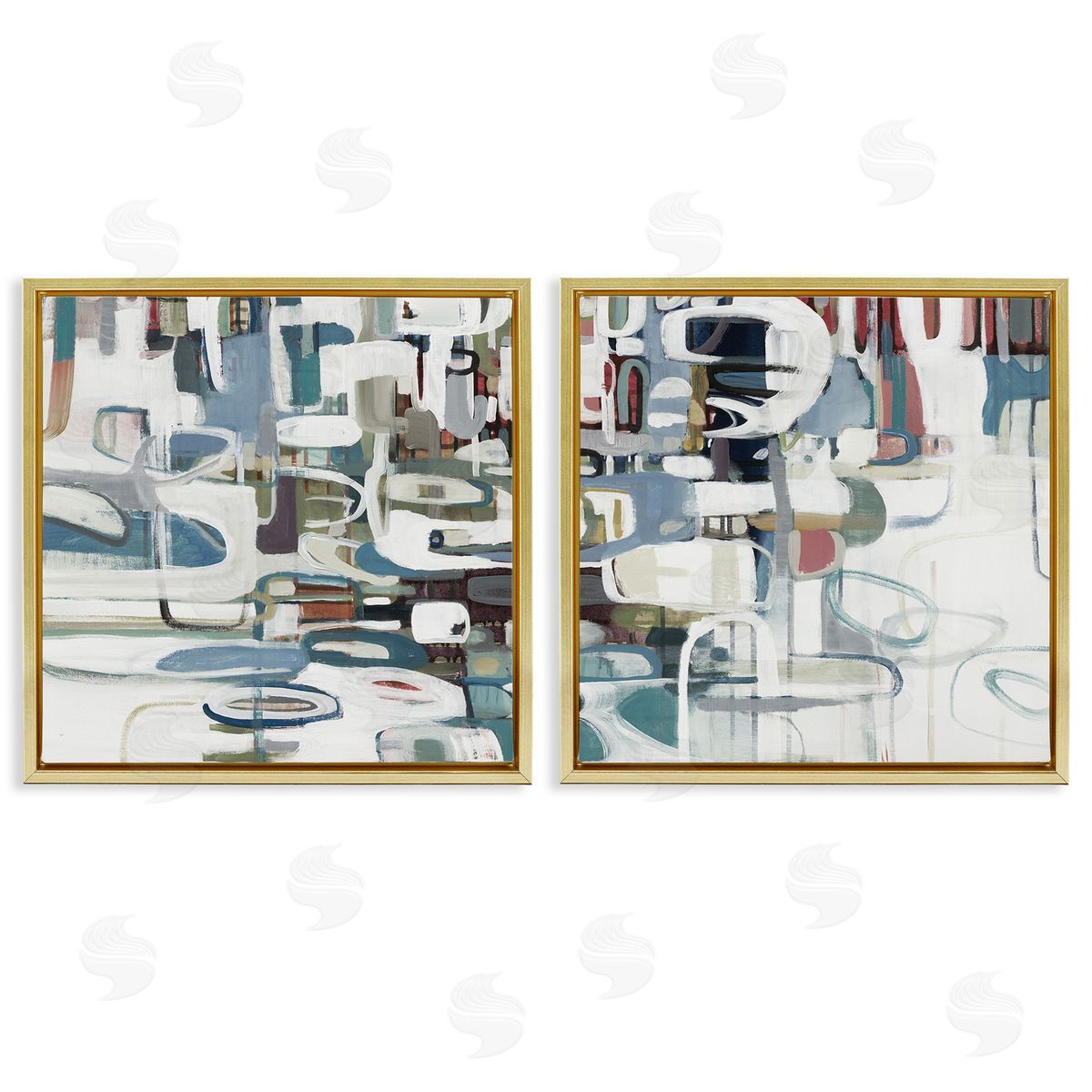 Lisa Ridgers Chaotic Intertwining Shapes Gold Floating Frame Canvas Wall Art Print