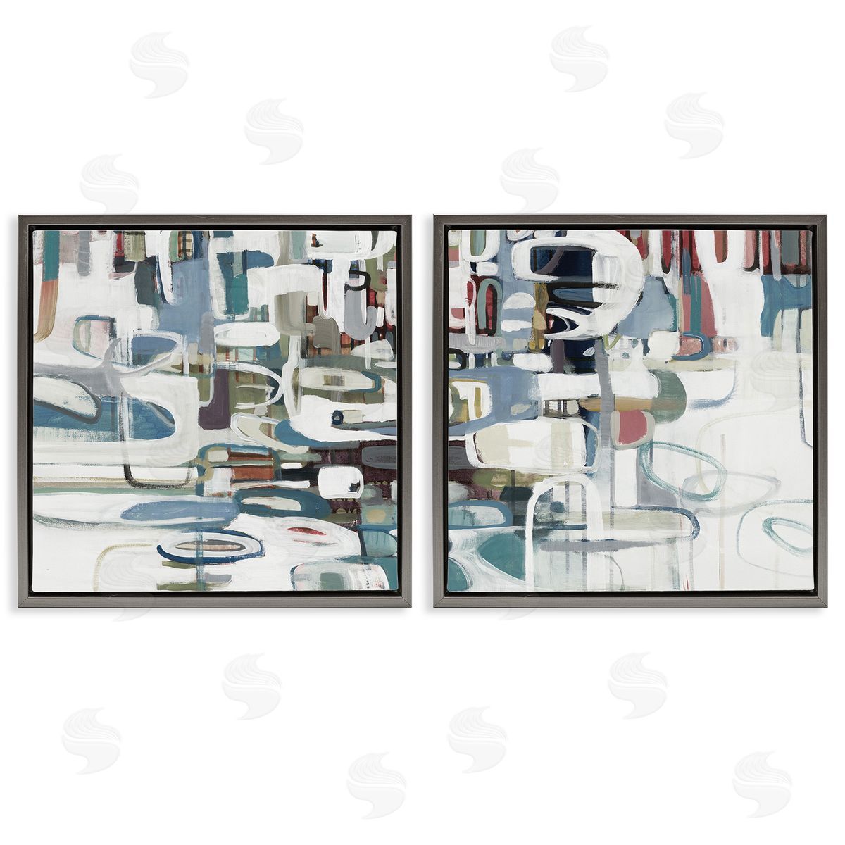 Lisa Ridgers Chaotic Intertwining Shapes Gray Floating Frame Canvas Wall Art Print