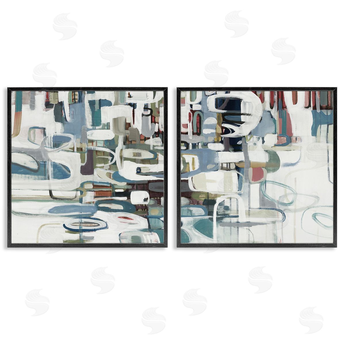 Lisa Ridgers Chaotic Intertwining Shapes Black Framed Giclee Wall Art Print