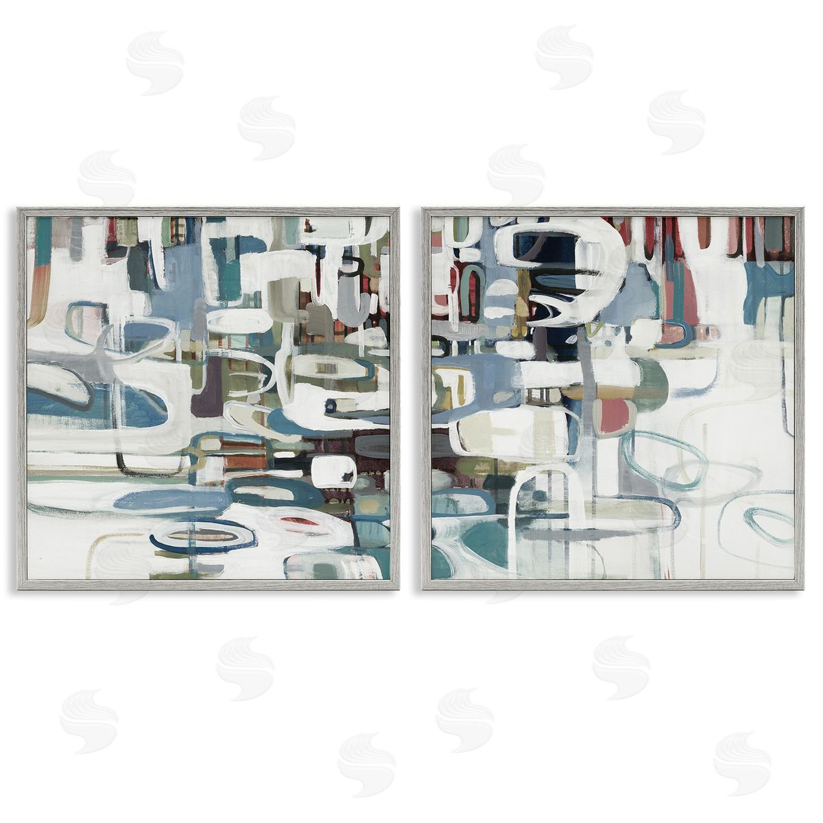 Lisa Ridgers Chaotic Intertwining Shapes Gray Framed Giclee Wall Art Print