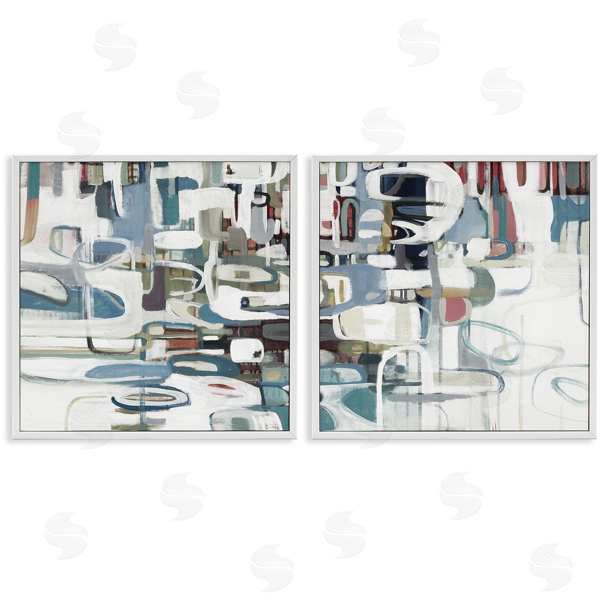 Lisa Ridgers Chaotic Intertwining Shapes White Framed Giclee Wall Art Print