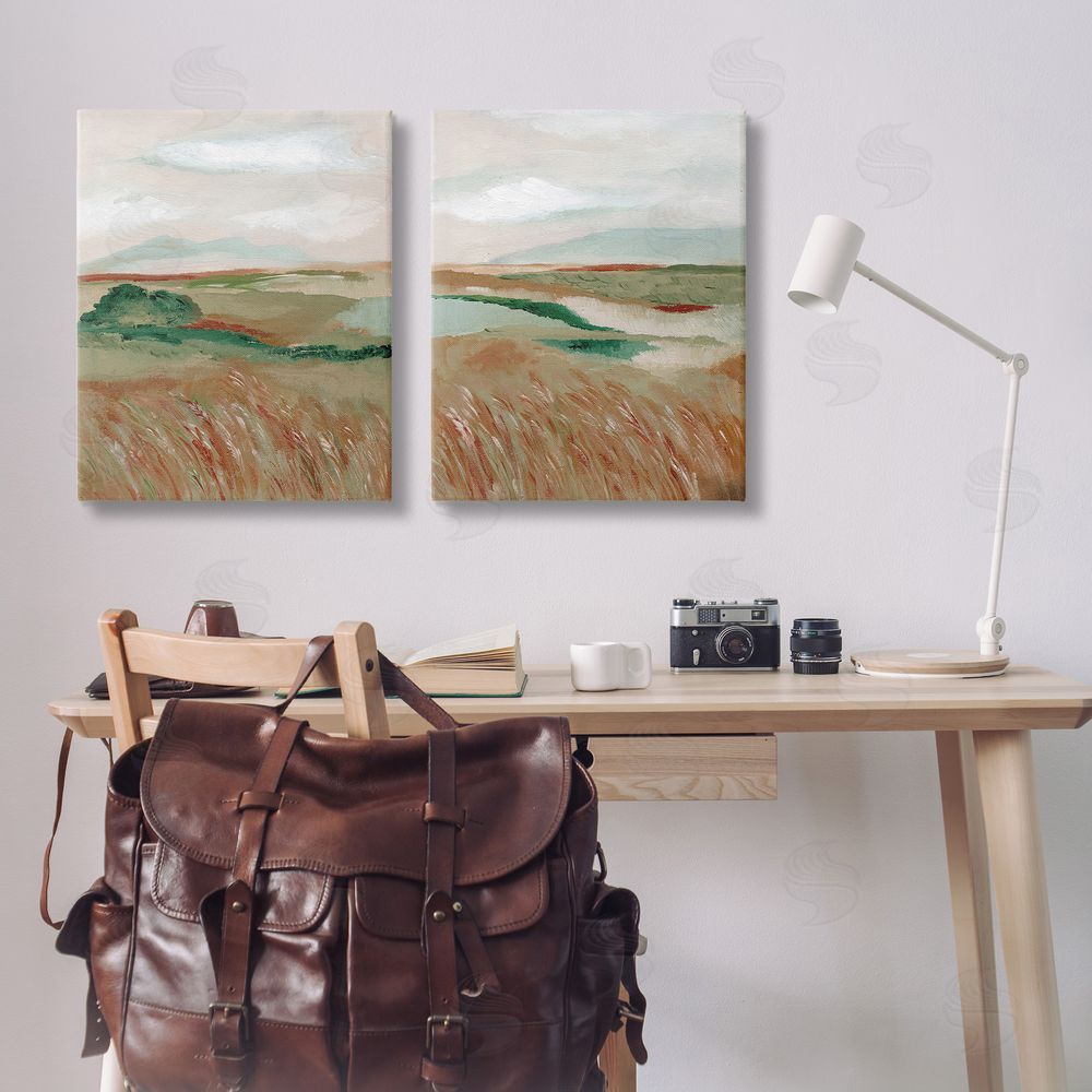 Nikita Jariwala Windblown Reeds Landscape Canvas Wall Art Print in Room