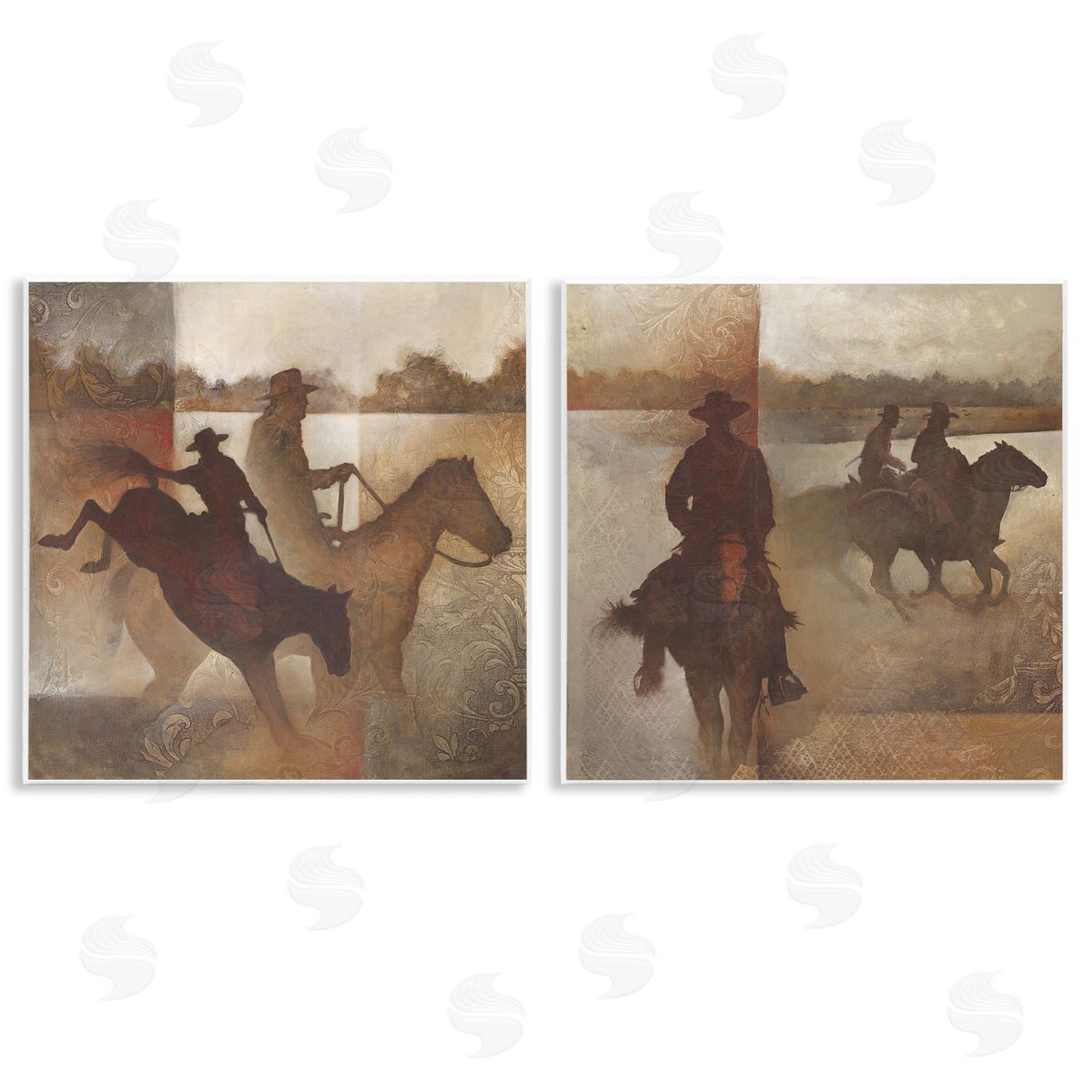 White Ladder Rodeo Cowboy Silhouette Wooden Wall Plaque Art Print