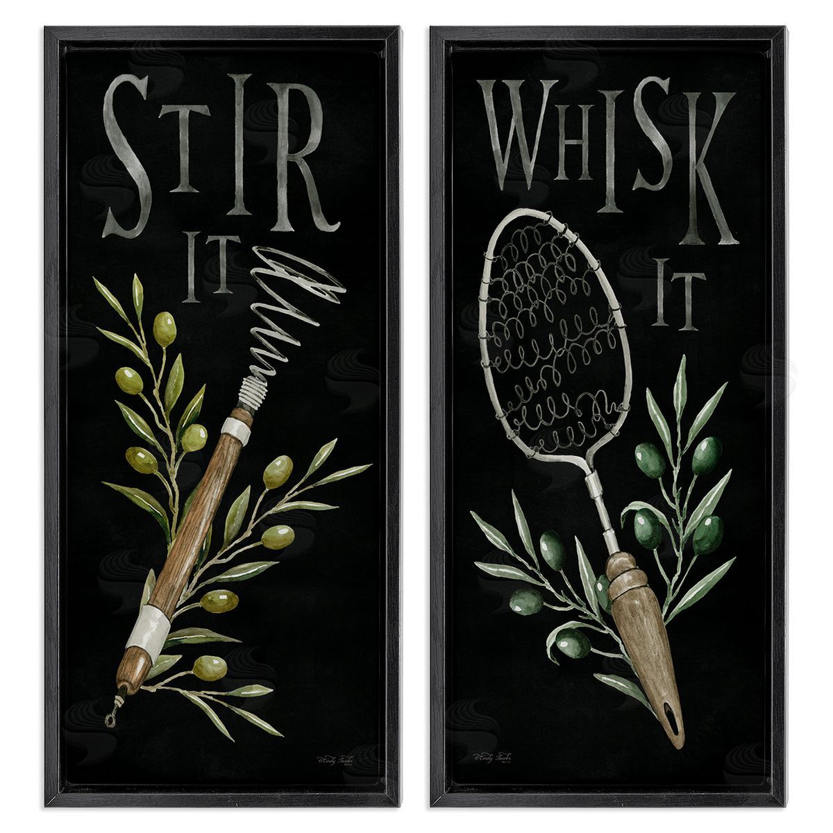 Cindy Jacobs Vintage Kitchen Phrases Black Floating Frame Canvas Wall Art Print