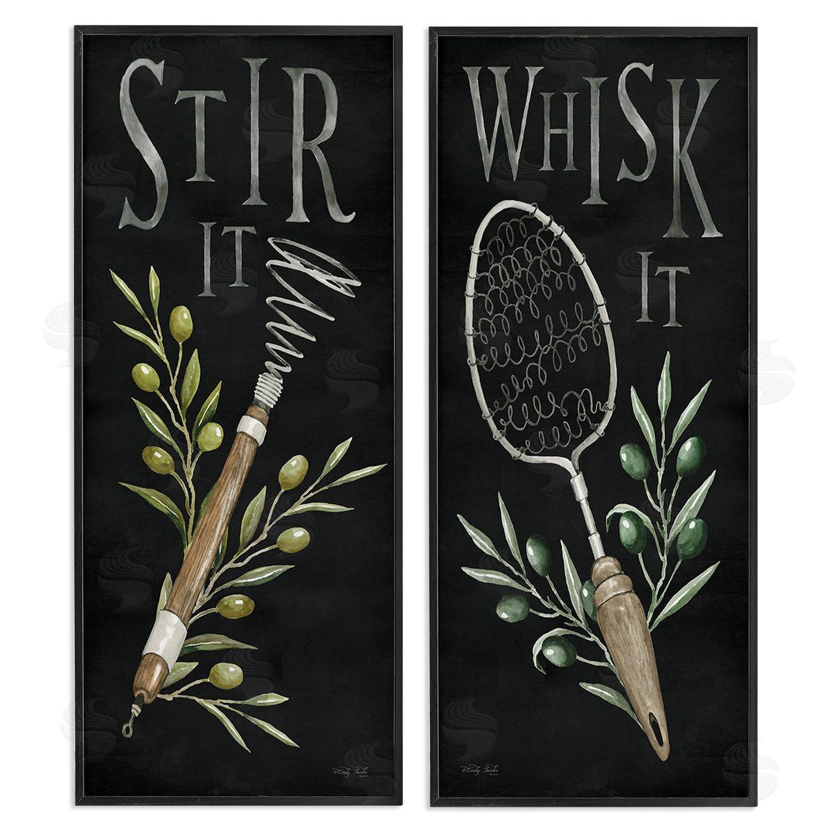 Cindy Jacobs Vintage Kitchen Phrases Black Framed Giclee Wall Art Print