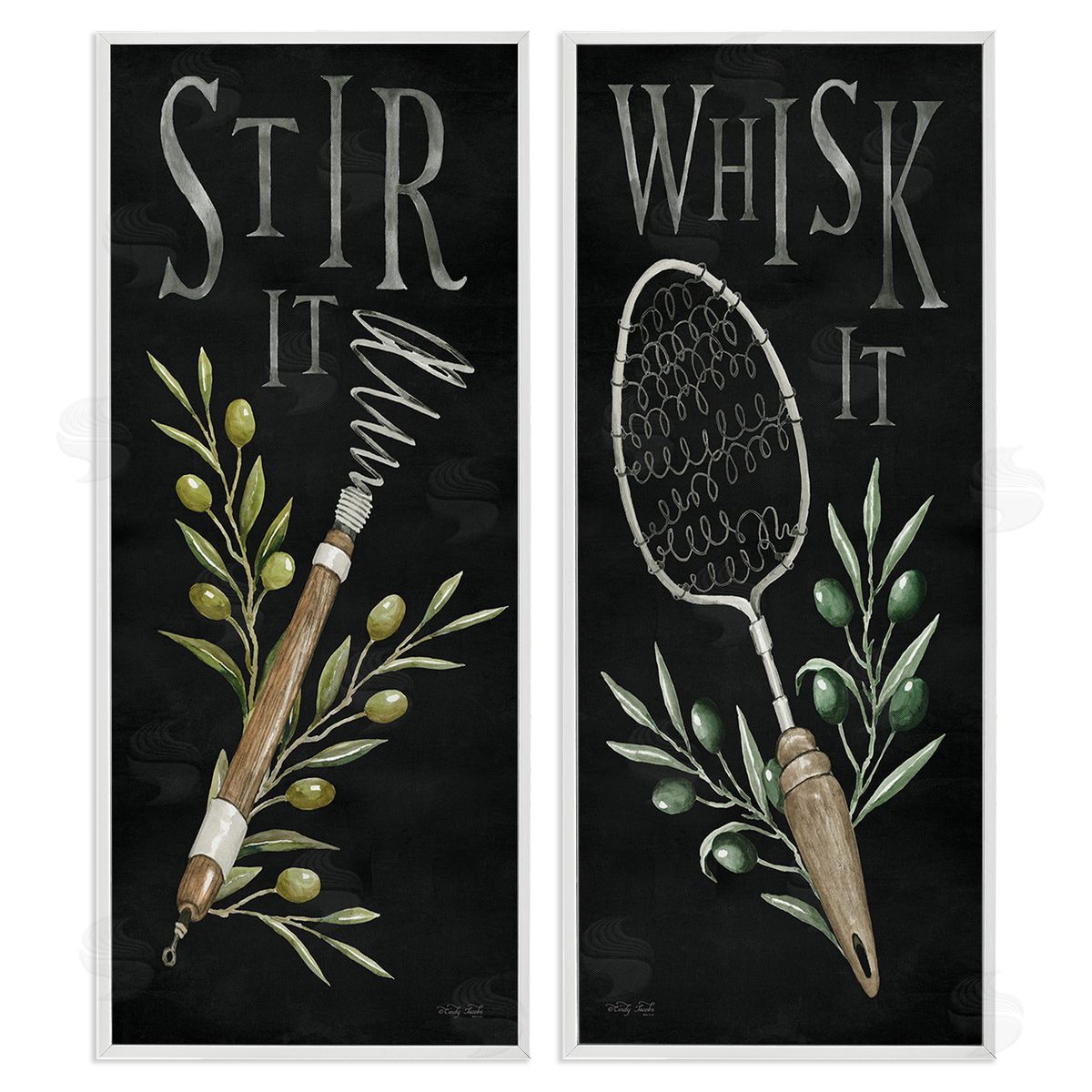 Cindy Jacobs Vintage Kitchen Phrases White Framed Giclee Wall Art Print