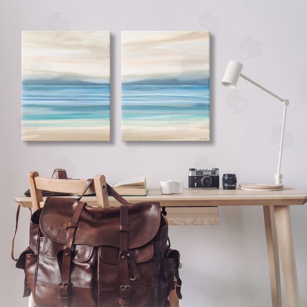 Amber Sterling Subtle Beach Seascape Canvas Wall Art Print in Room