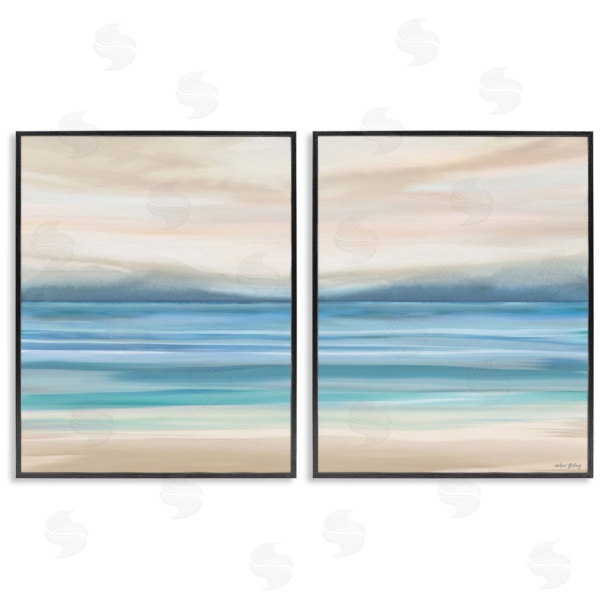 Amber Sterling Subtle Beach Seascape Black Framed Giclee Wall Art Print