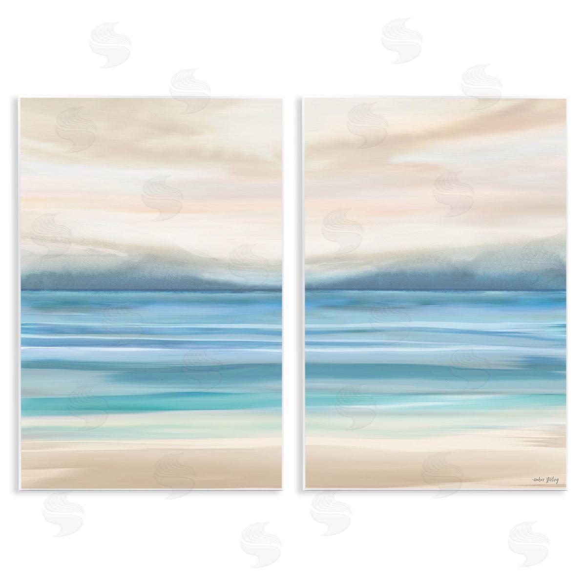 Amber Sterling Subtle Beach Seascape Wooden Wall Plaque Art Print