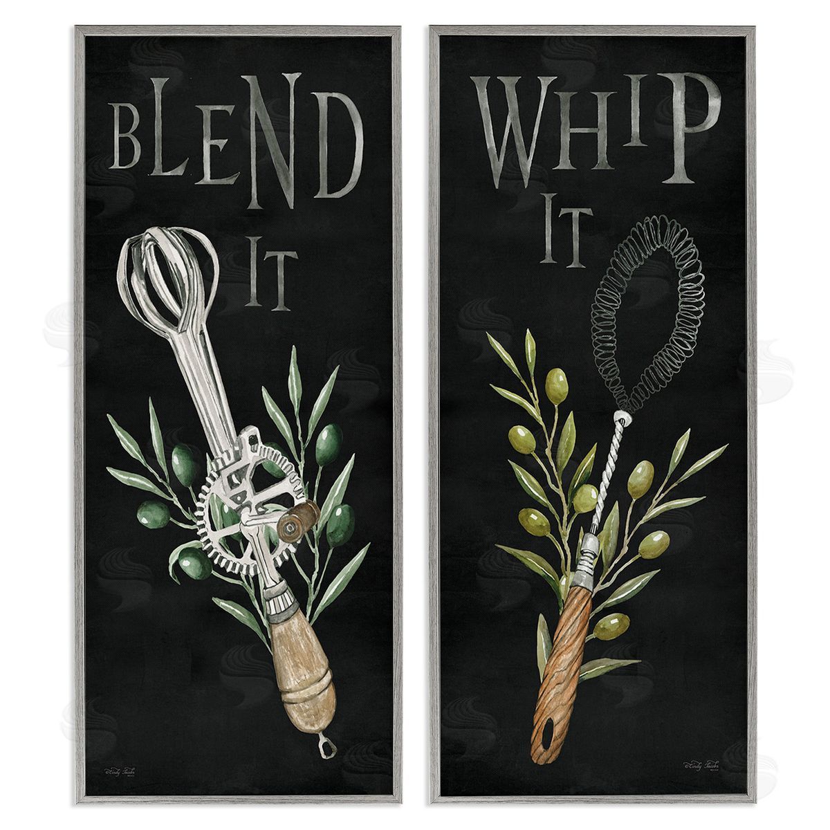 Cindy Jacobs Vintage Utensil Phrases Gray Framed Giclee Wall Art Print