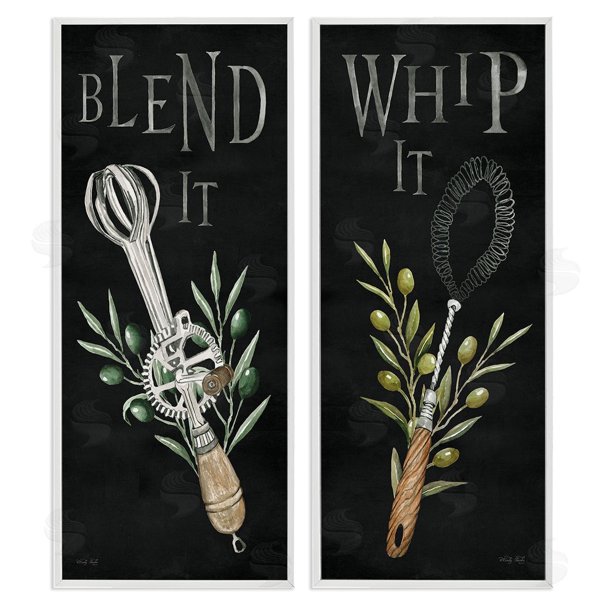 Cindy Jacobs Vintage Utensil Phrases White Framed Giclee Wall Art Print