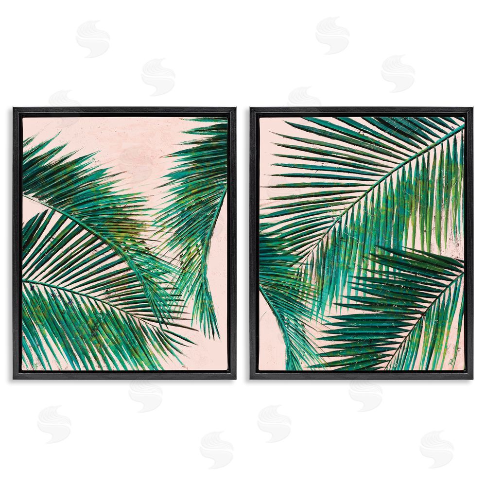 Patricia Pinto Tropical Palm Fronds Black Floating Frame Canvas Wall Art Print
