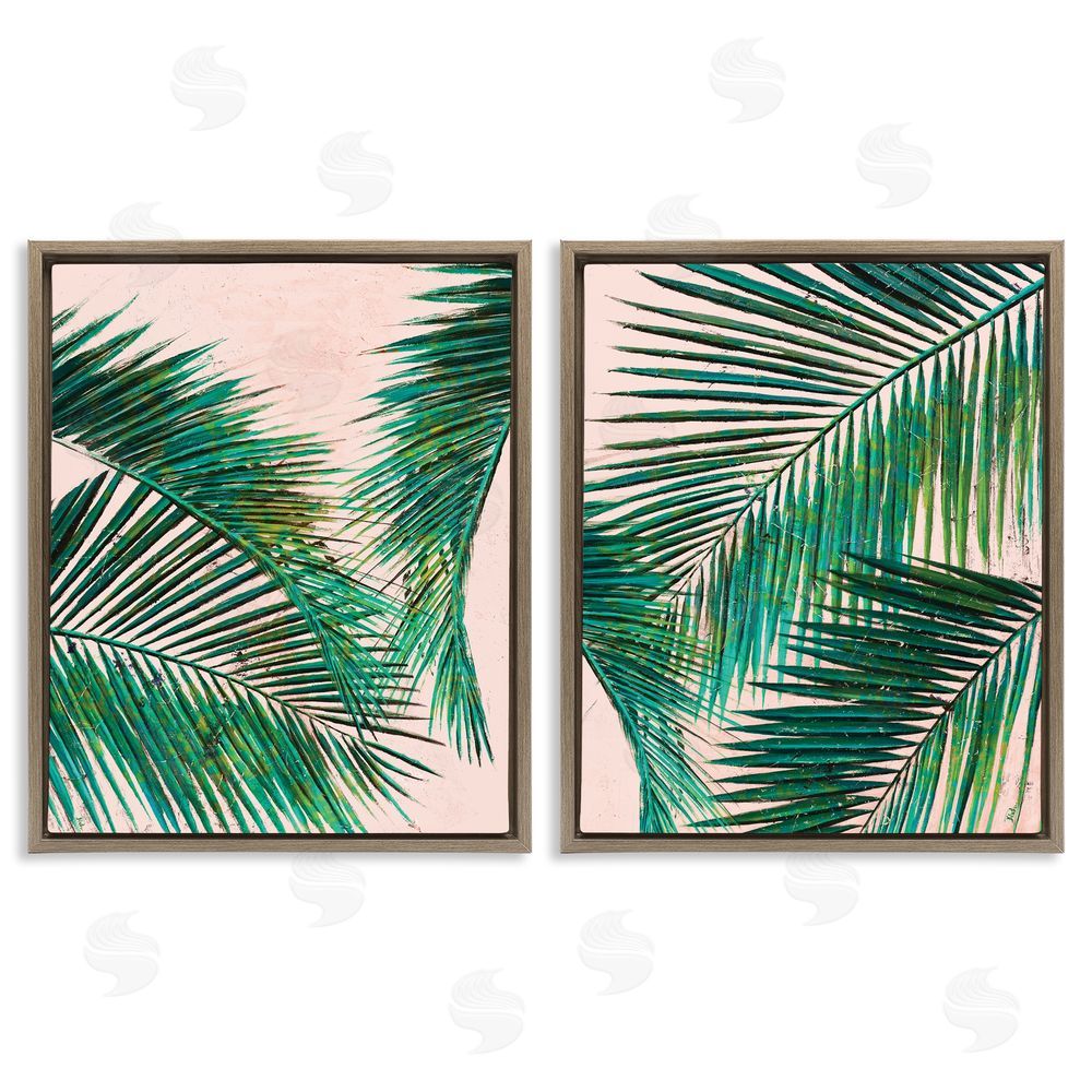 Patricia Pinto Tropical Palm Fronds Brown Floating Frame Canvas Wall Art Print