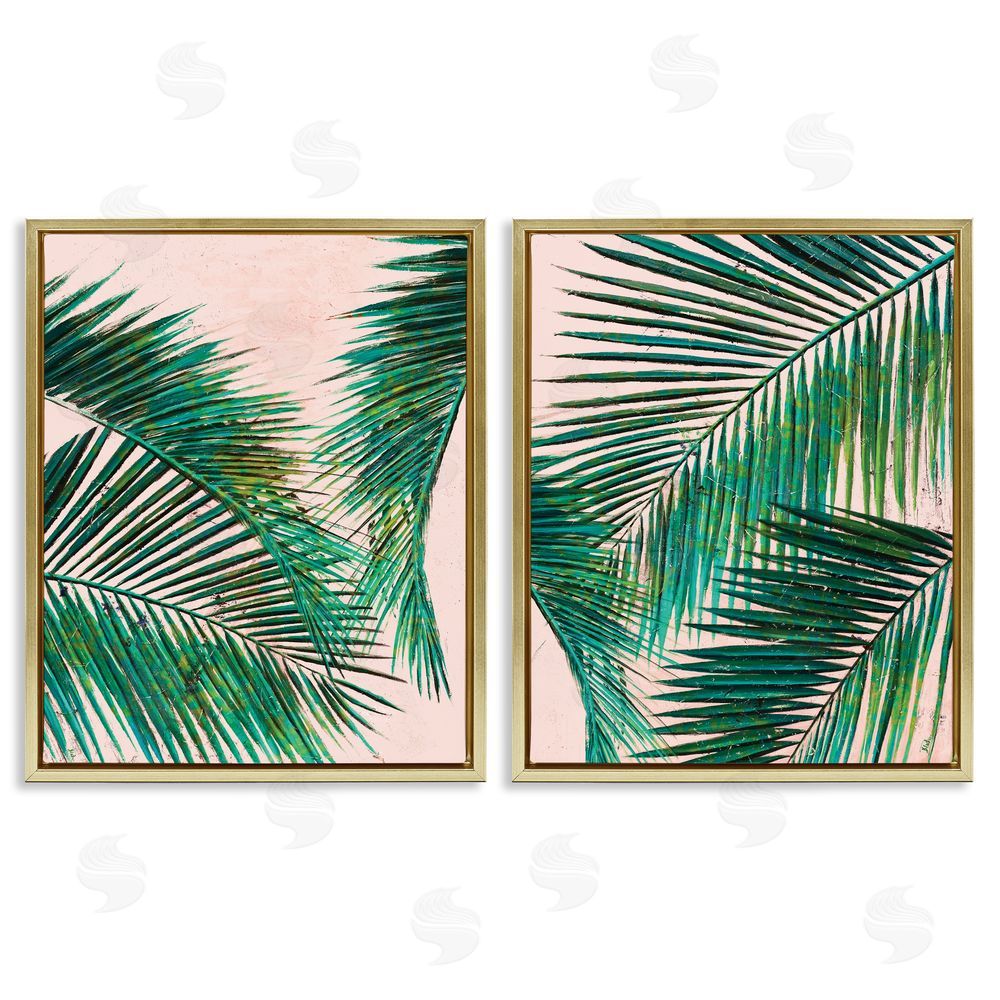 Patricia Pinto Tropical Palm Fronds Gold Floating Frame Canvas Wall Art Print