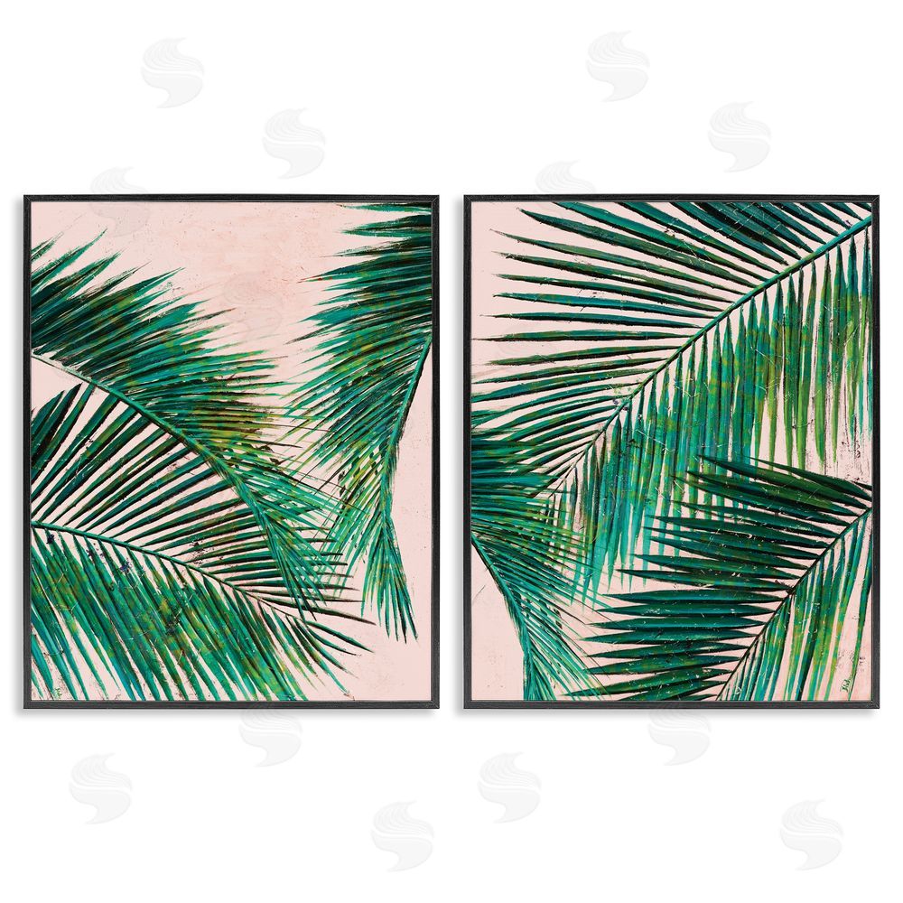 Patricia Pinto Tropical Palm Fronds Black Framed Giclee Wall Art Print