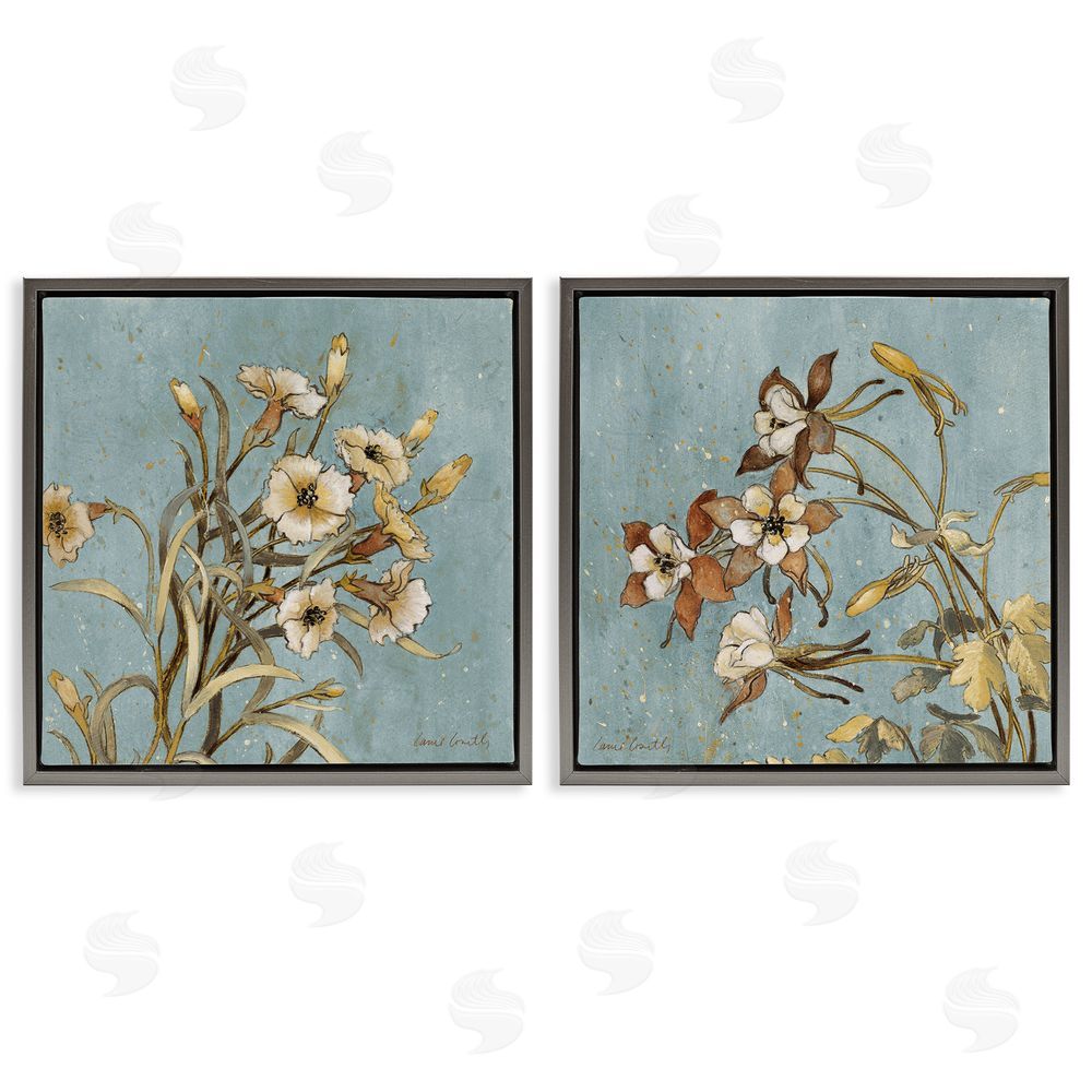 Lanie Loreth Traditional Flower Portrait Gray Floating Frame Canvas Wall Art Print