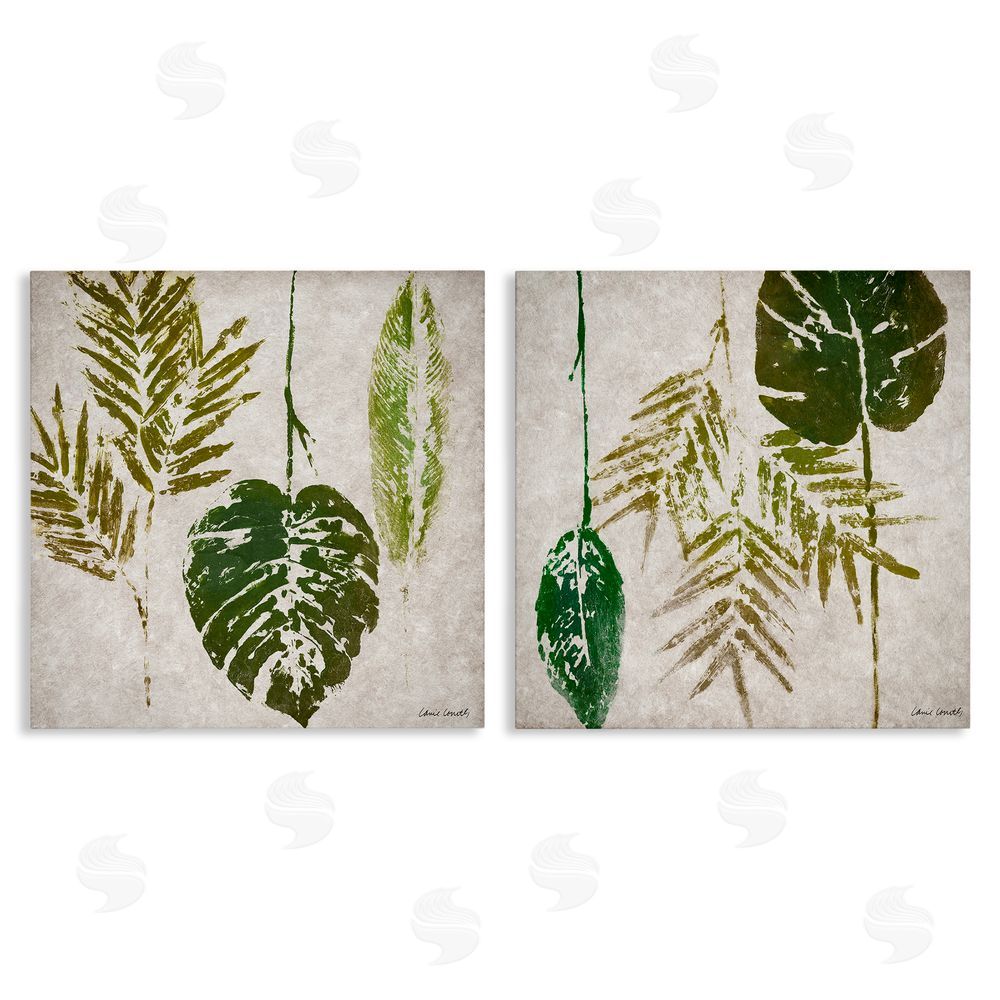 Lanie Loreth Monstera Stamped Palm Leaves  Canvas Wall Art Print