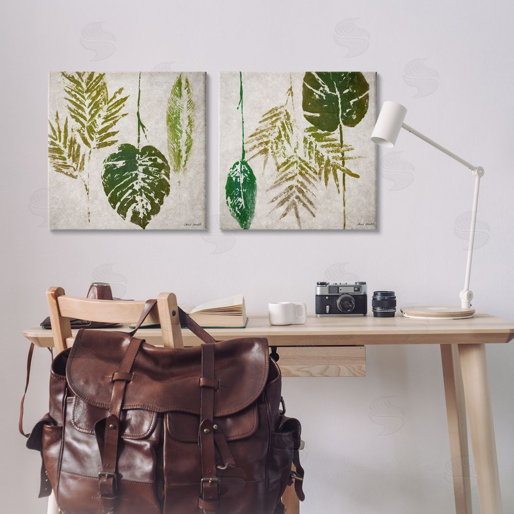 Lanie Loreth Monstera Stamped Palm Leaves  Canvas Wall Art Print in Room