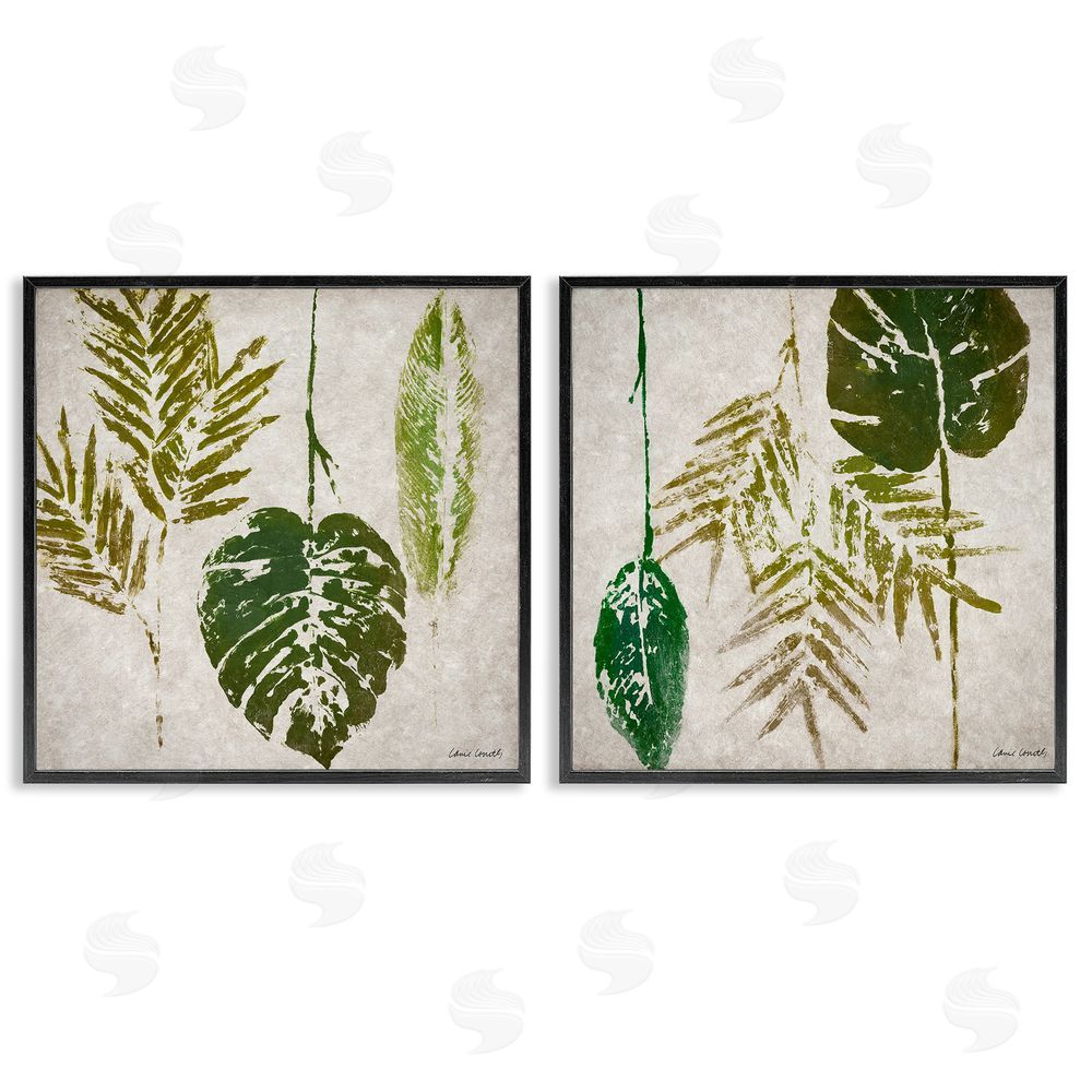 Lanie Loreth Monstera Stamped Palm Leaves  Black Framed Giclee Wall Art Print