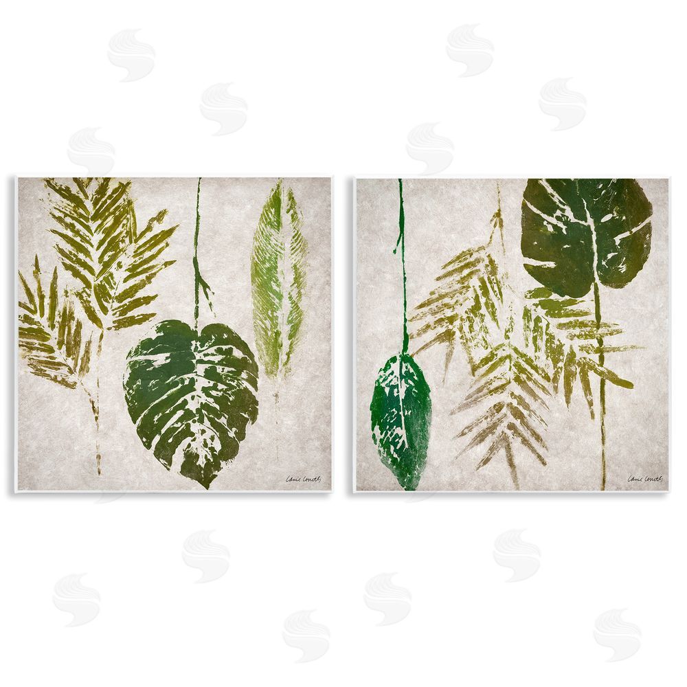 Lanie Loreth Monstera Stamped Palm Leaves  Wooden Wall Plaque Art Print