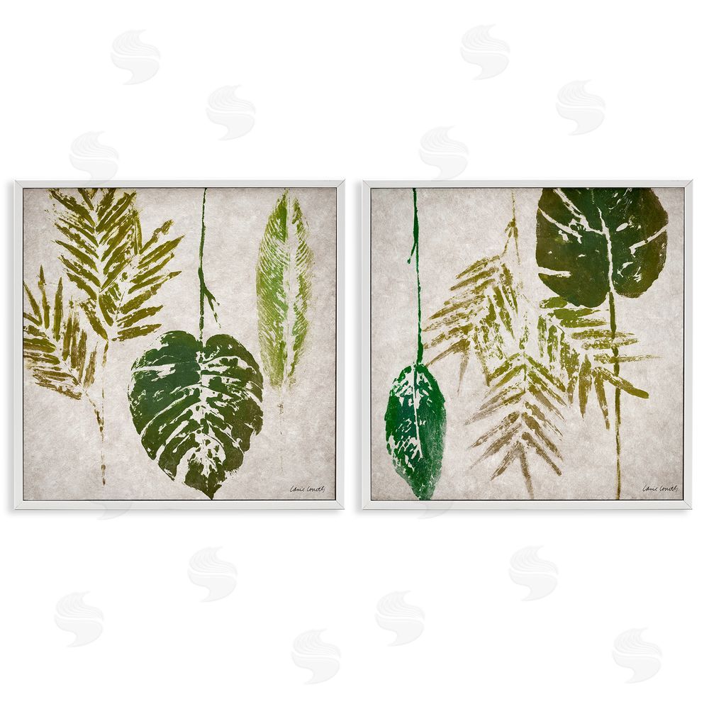 Lanie Loreth Monstera Stamped Palm Leaves  White Framed Giclee Wall Art Print