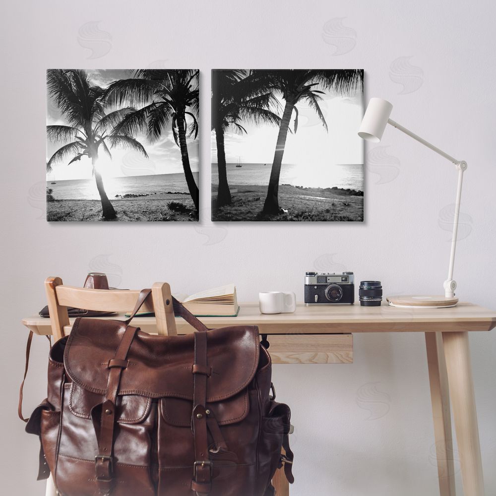 Susan Bryant Tropical Palm Sunset Canvas Wall Art Print in Room