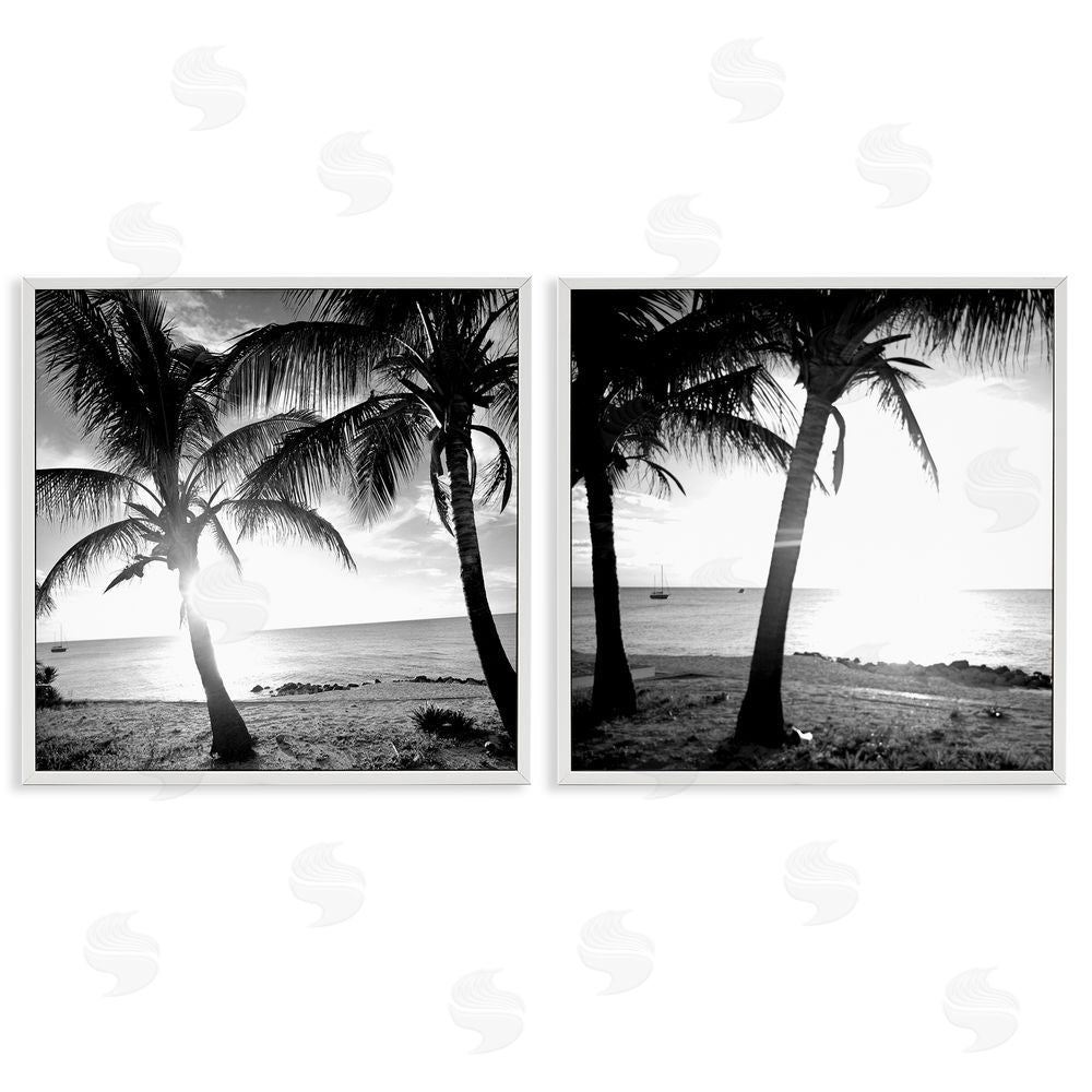 Susan Bryant Tropical Palm Sunset White Framed Giclee Wall Art Print