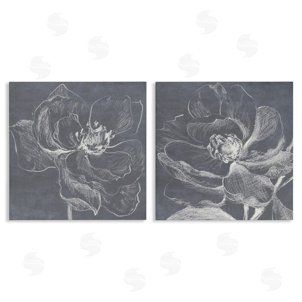 Lanie Loreth Chalkboard Magnolia Blossom  Canvas Wall Art Print