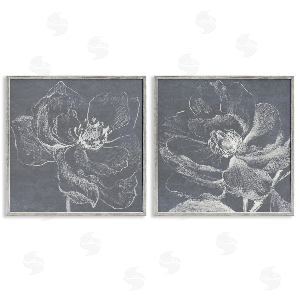 Lanie Loreth Chalkboard Magnolia Blossom  Gray Framed Giclee Wall Art Print