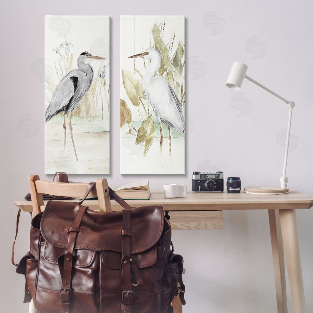 Lanie Loreth Heron Egret Marsh Landscape Canvas Wall Art Print in Room