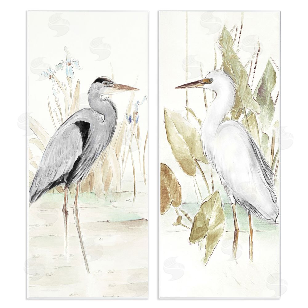 Lanie Loreth Heron Egret Marsh Landscape Wooden Wall Plaque Art Print