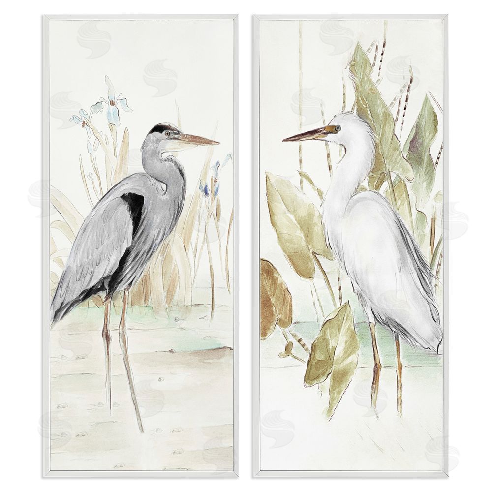 Lanie Loreth Heron Egret Marsh Landscape White Framed Giclee Wall Art Print