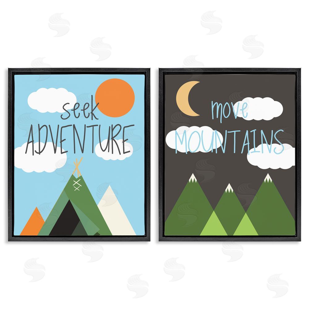 SD Graphics Studio Seek Adventure Move Mountains Black Floating Frame Canvas Wall Art Print