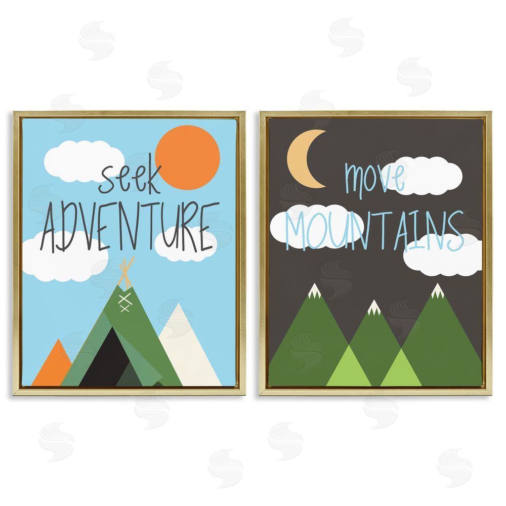 SD Graphics Studio Seek Adventure Move Mountains Gold Floating Frame Canvas Wall Art Print