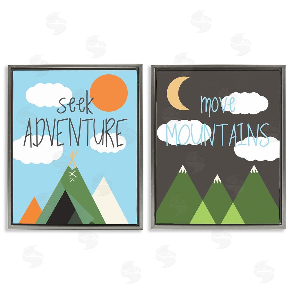 SD Graphics Studio Seek Adventure Move Mountains Gray Floating Frame Canvas Wall Art Print