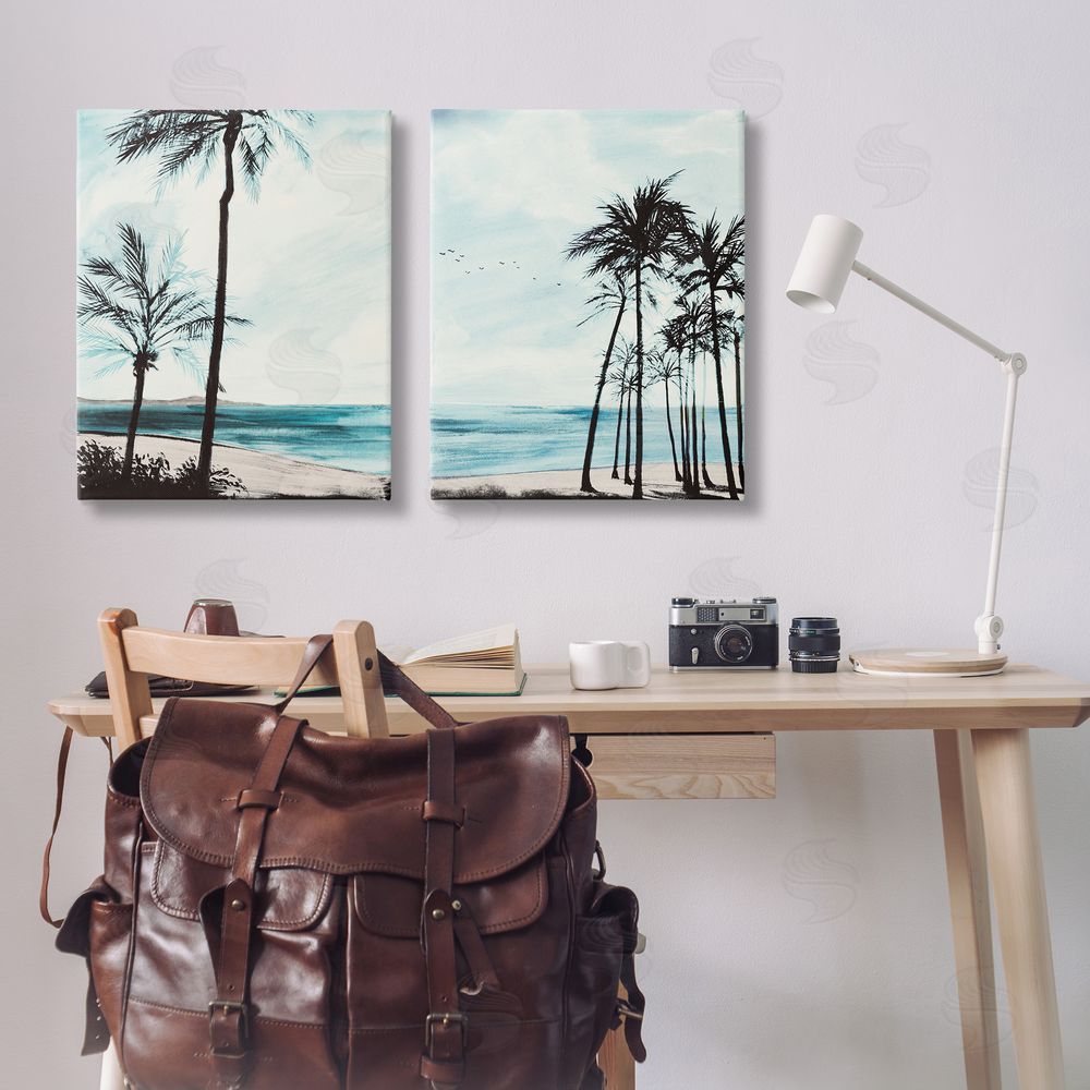 Linda Baliko Tropical Palm Seaview Canvas Wall Art Print in Room